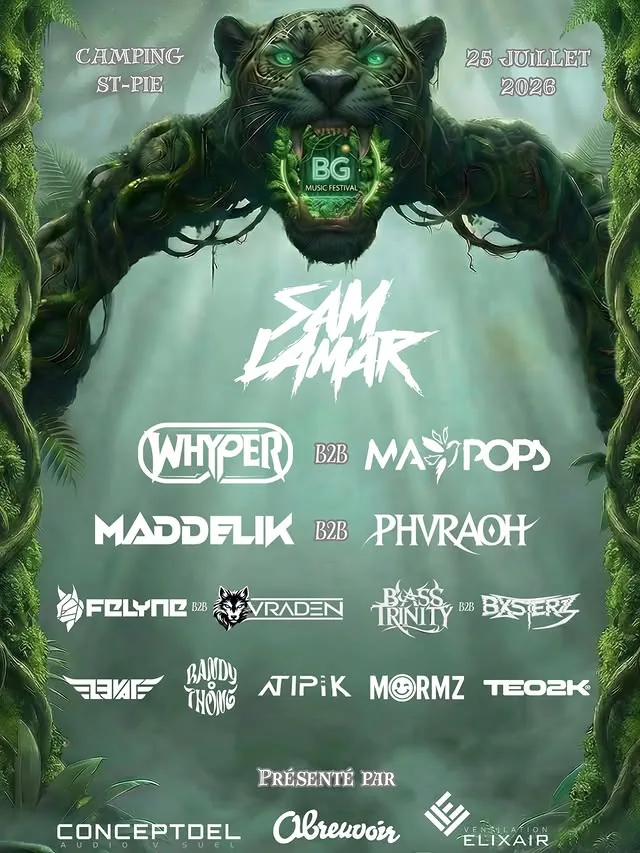 BG MUSIC FESTIVAL — Sam Lamar Direct Support flyer